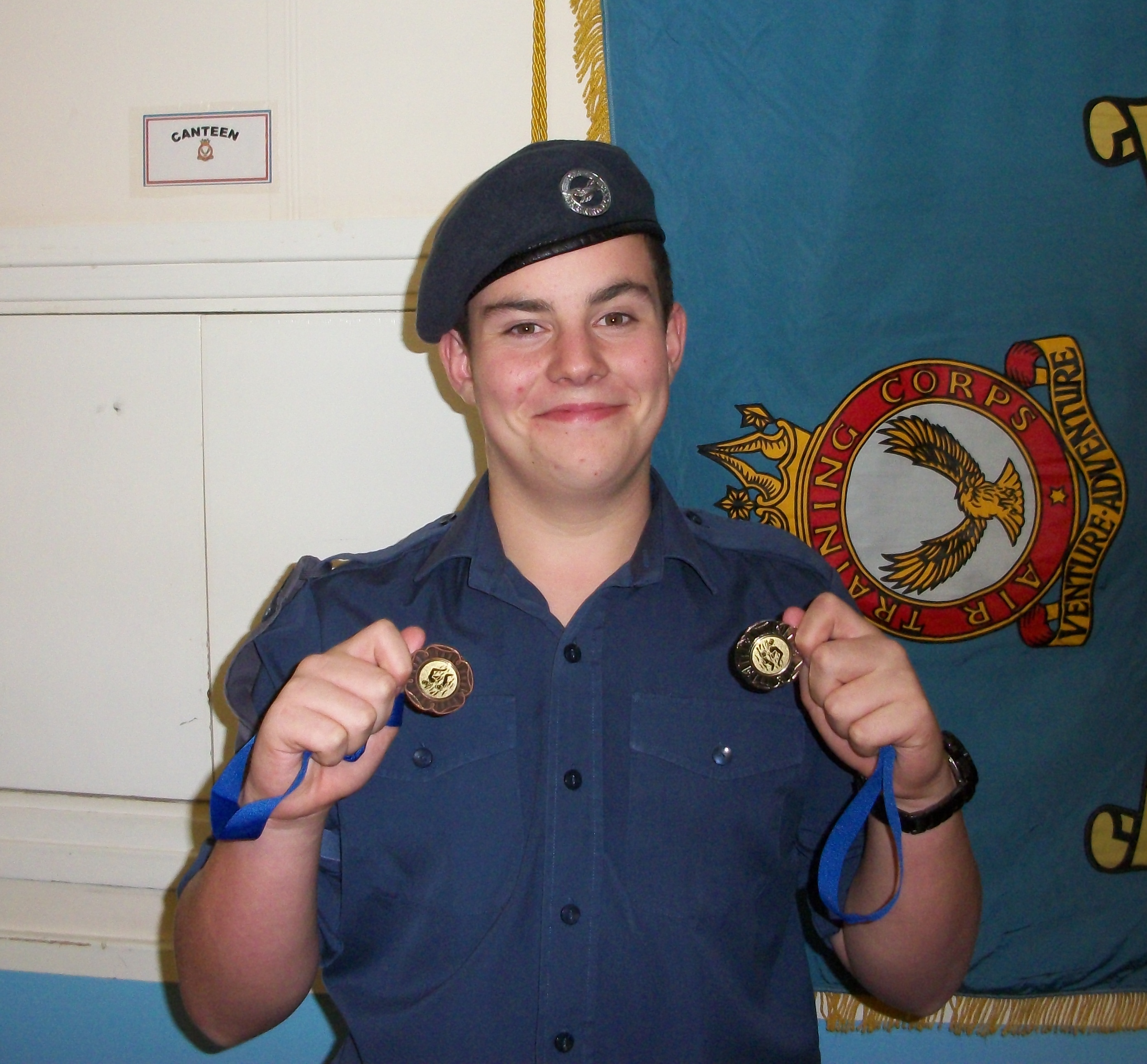 Cadet Newman with his medals